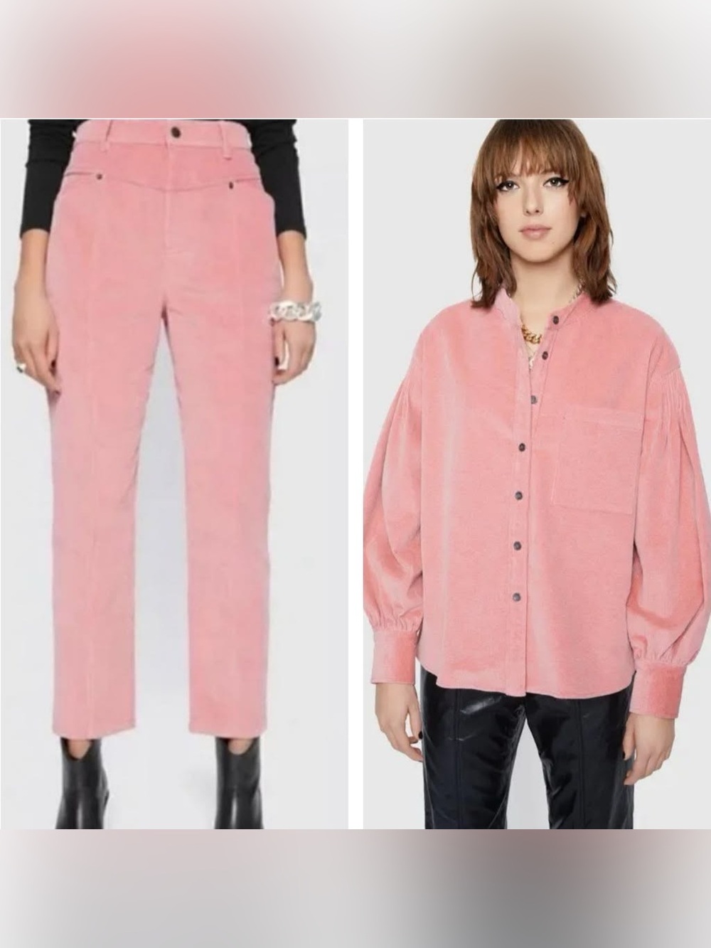 Rebecca Minkoff Rose Pink Corduroy Button-Down Shirt - Picture 5 of 5